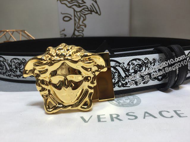 VERSVE高端男士皮帶 範思哲巴洛克花卉雙面用皮帶  jjp1459
